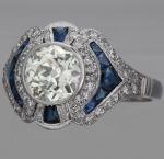 Vintage Round Cut Sapphire Engagement Ring 925 Silver