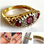 Antique 18ct Gold Seven Stone Ruby Diamond Ring