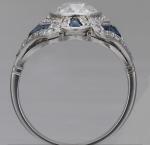 Vintage Round Cut Sapphire Engagement Ring 925 Silver