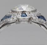 Vintage Round Cut Sapphire Engagement Ring 925 Silver