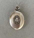 Victorian Silver Oval Photo Locket Necklace