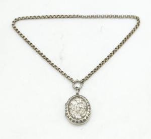 Victorian Sterling Silver Ivy Leaf Locket Necklace