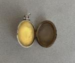Victorian Silver Oval Photo Locket Necklace