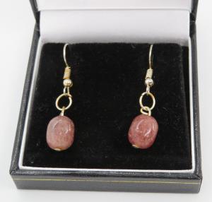 Brown Agate Vintage Art Deco Droplet Earrings