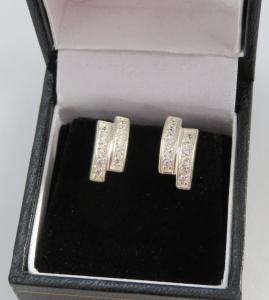 Vintage Art Deco Sterling Silver Zirconia Earrings