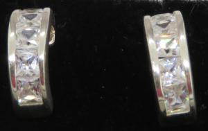 Vintage Art Deco Sterling Silver Clear Stone Earrings