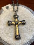 Vintage Gothic Cross Pendant Necklace with Moonstones