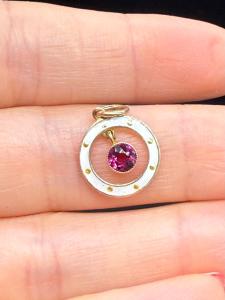 Art Deco 9CT Gold White Enamel Garnet Pendant