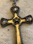 Vintage Gothic Cross Pendant Necklace with Moonstones