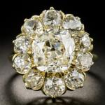 Cushion Cut Diamond Antique Cluster Engagement Ring