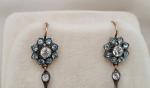 Edwardian Blue Foiled Paste Floral Drop Earrings