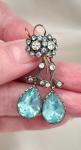 Edwardian Blue Foiled Paste Floral Drop Earrings