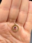 Art Deco 9CT Gold White Enamel Garnet Pendant