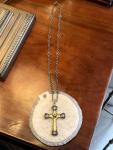Vintage Gothic Cross Pendant Necklace with Moonstones