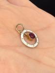 Art Deco 9CT Gold White Enamel Garnet Pendant