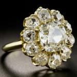 Cushion Cut Diamond Antique Cluster Engagement Ring