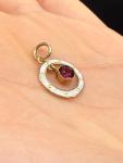 Art Deco 9CT Gold White Enamel Garnet Pendant
