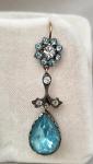 Edwardian Blue Foiled Paste Floral Drop Earrings