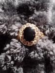 Antique 1.5ct Black Sapphire Diamond Engagement Ring