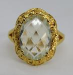 Vintage Art Deco Sterling Silver Gilt Ring, Size O