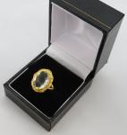 Vintage Art Deco Sterling Silver Gilt Ring, Size O