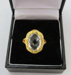Vintage Art Deco Sterling Silver Gilt Ring, Size O