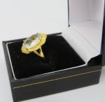 Vintage Art Deco Sterling Silver Gilt Ring, Size O