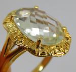 Vintage Art Deco Sterling Silver Gilt Ring, Size O
