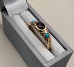 Victorian 9ct Gold Turquoise and Garnet Ring