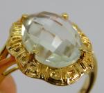 Vintage Art Deco Sterling Silver Gilt Ring, Size O