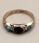 Victorian 9ct Gold Turquoise and Garnet Ring