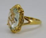 Vintage Art Deco Sterling Silver Gilt Ring, Size O