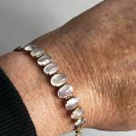 Edwardian Silver Moonstone Bracelet with Gold Overlay