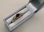 Victorian 9ct Gold Turquoise and Garnet Ring