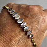 Edwardian Silver Moonstone Bracelet with Gold Overlay