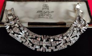 Art Deco Square Crystal Cocktail Bracelet in Silver