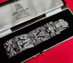 Art Deco Square Crystal Cocktail Bracelet in Silver