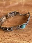 1920s Turkish Silver Elephant Turquoise Bracelet Vintage