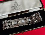 Art Deco Square Crystal Cocktail Bracelet in Silver