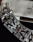 Art Deco Square Crystal Cocktail Bracelet in Silver