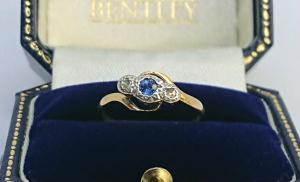 Diamond and Sapphire Trilogy Ring in 18ct Gold