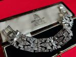 Art Deco Square Crystal Cocktail Bracelet in Silver