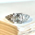 Art Deco Asscher Cut Diamond Engagement Ring