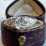Art Deco Asscher Cut Diamond Engagement Ring