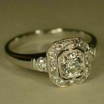 Art Deco 2Ct Round Cut Diamond Halo Ring