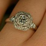 Art Deco 2Ct Round Cut Diamond Halo Ring