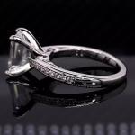 Emerald Moissanite Antique Engagement Ring in White Gold