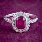 Edwardian Ruby and Diamond Cluster Ring