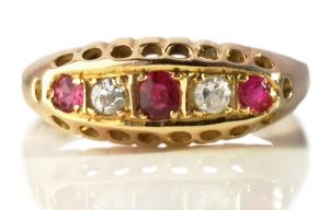 Victorian Ruby and Diamond Engagement Ring in 18k Gold
