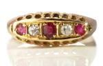 Victorian Ruby and Diamond Engagement Ring in 18k Gold